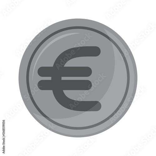 Vector image of gray coin icon with white background