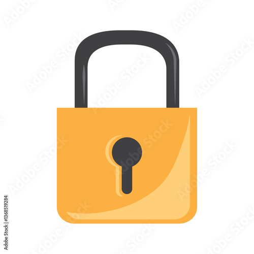 Vector illustration of a gold padlock with a gray shackle and a black keyhole, symbolizing security, privacy, data protection