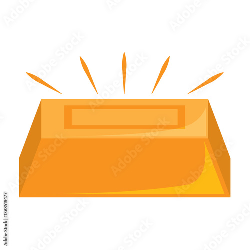 Vector illustration of a shining gold bar or ingot, symbolizing wealth, financial investment, precious metal asset, treasure, intrinsic value, luxury goods, and a store of financial security.
