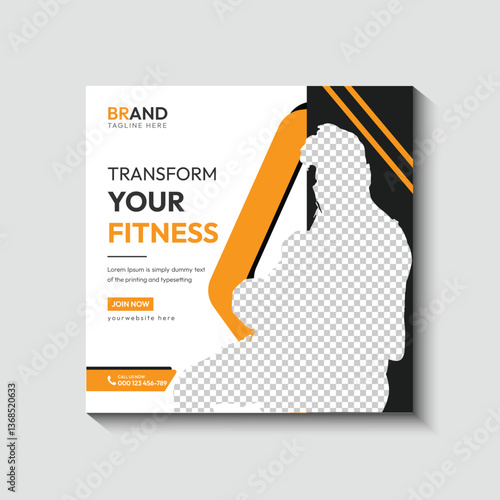 Gym and fitness social media post template