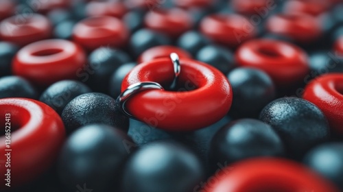 Abstract Red and Black Rings: A Unique Composition