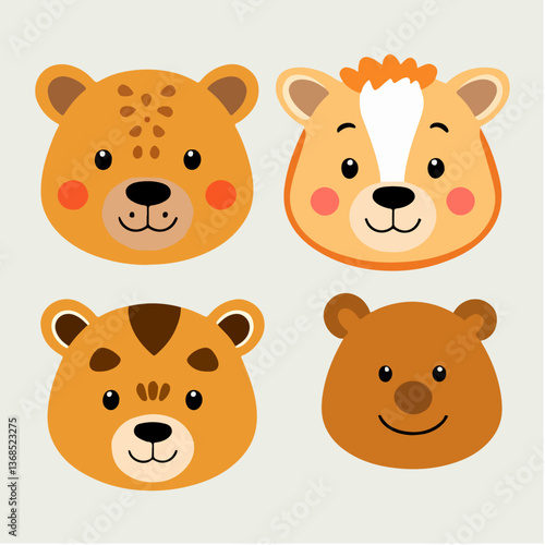 Cute teddy bear on a rainbow. Vector illustration of a cartoon, Set teddy bear on a rainbow	