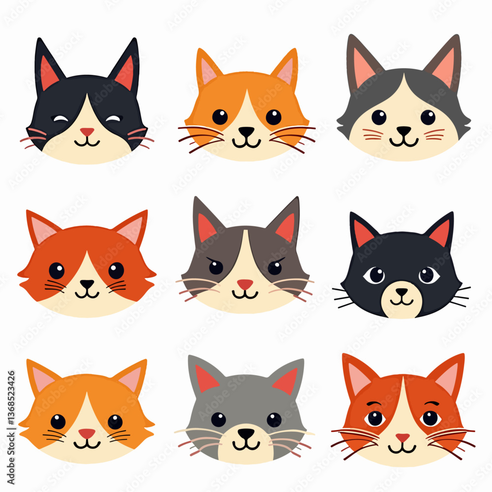 Cats set, collection in doodle style isolated vector Cats set, collection in doodle style isolated vector