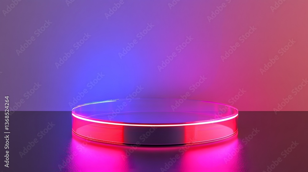 108. A sleek, rotating podium with a minimalist design and clear acrylic surface, illuminated from below with soft, colored lighting. 108. A sleek, rotating podium with a minimalist design and clear acrylic surface, illuminated from below with soft, colored lighting.