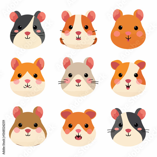 Set of hamsters vector illustrations on white background	