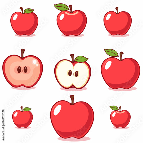 Set of apple vector illustrations on white background	