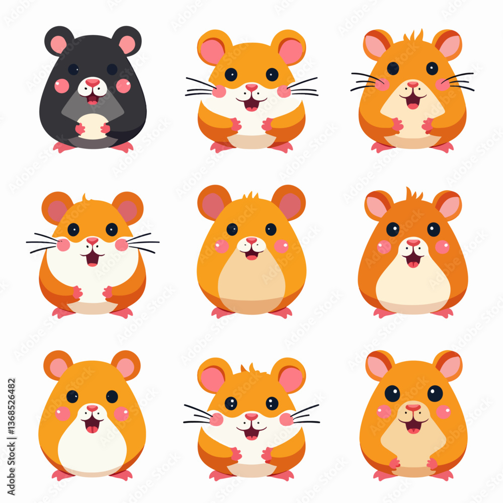 Fototapeta premium Set of hamsters vector illustrations on white background 