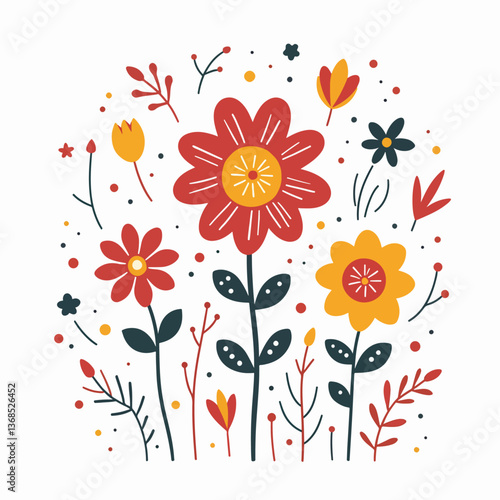 Set of flowers, set of vector flowers on a white background	