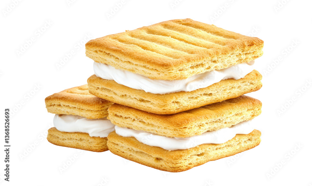 Stacked cream filled biscuits on transparent background Stacked cream filled biscuits on transparent background
