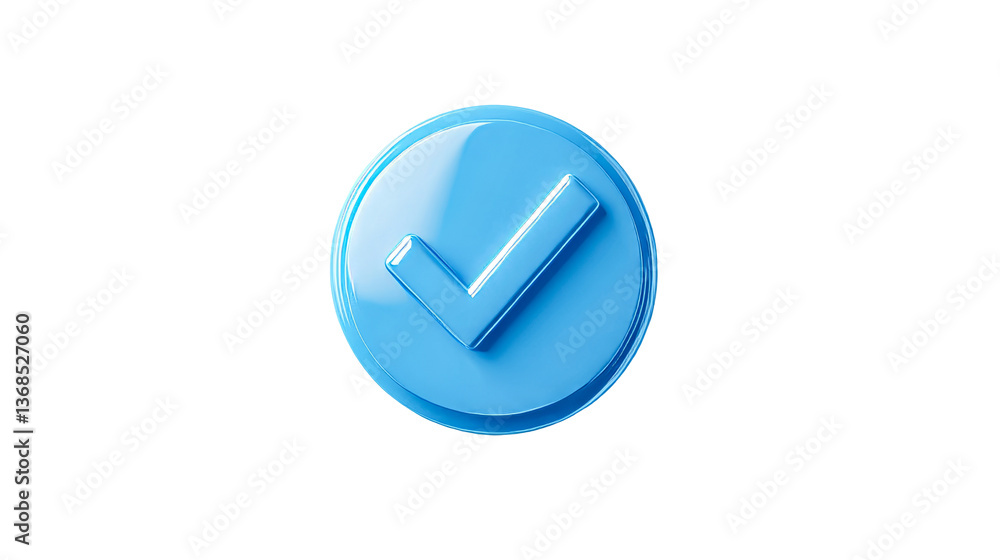 Blue circular icon with a check mark on a transparent background Blue circular icon with a check mark on a transparent background