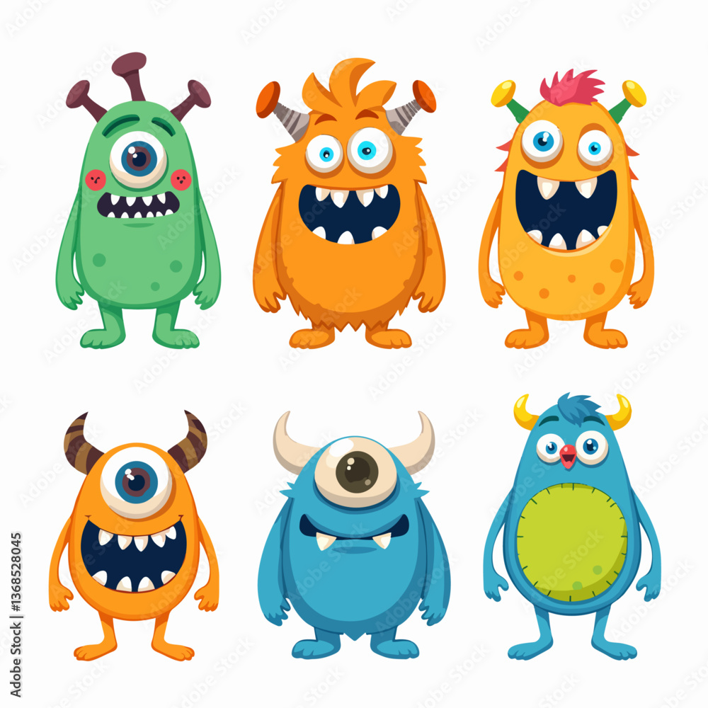 Set of monster vector illustrations on white background Set of monster vector illustrations on white background