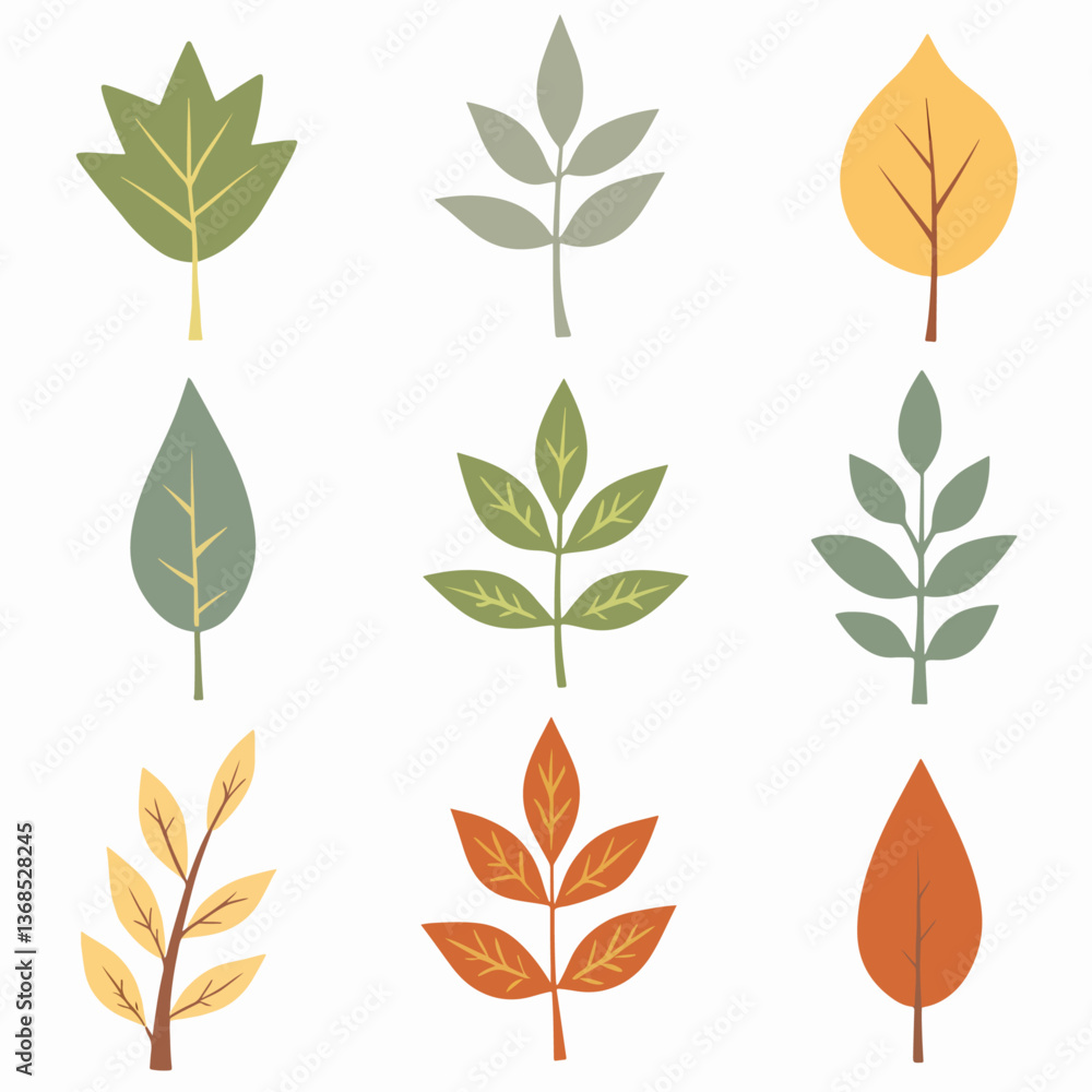 Leaves set illustration vector white background collection Leaves set illustration vector white background collection