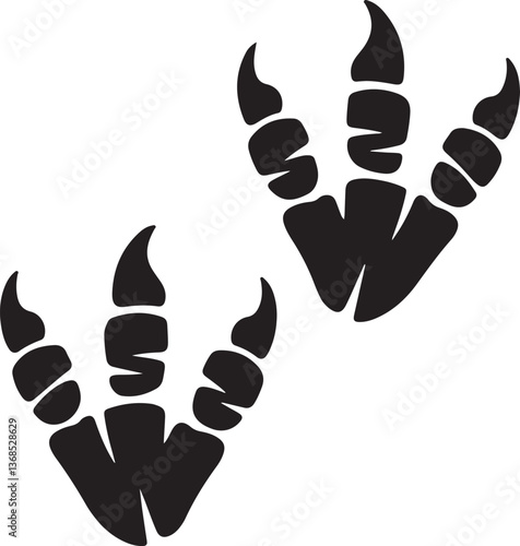 Silhouette of dinosaur footprints Vector Illustration