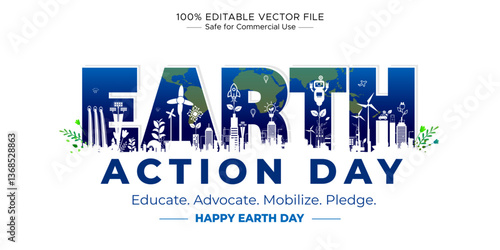 World Earth Day banner concept. Environmental issues and promote action towards a healthier planet illustration.