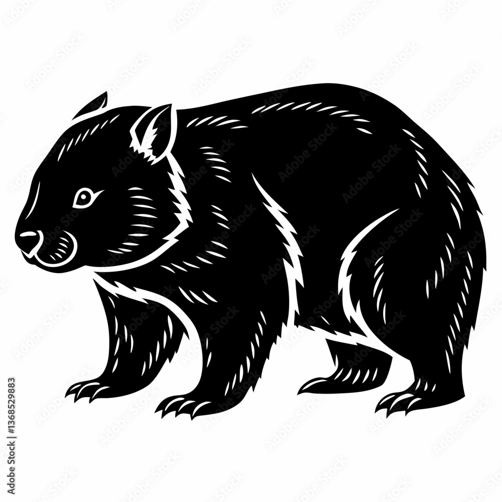 Obraz premium wombat black silhouette icon vector