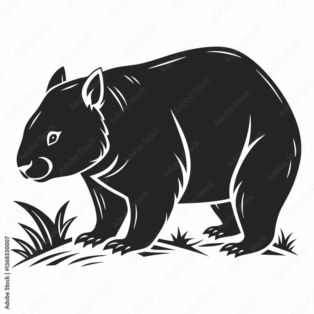 Obraz premium wombat black silhouette icon vector