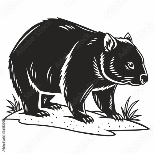 wombat black silhouette icon vector