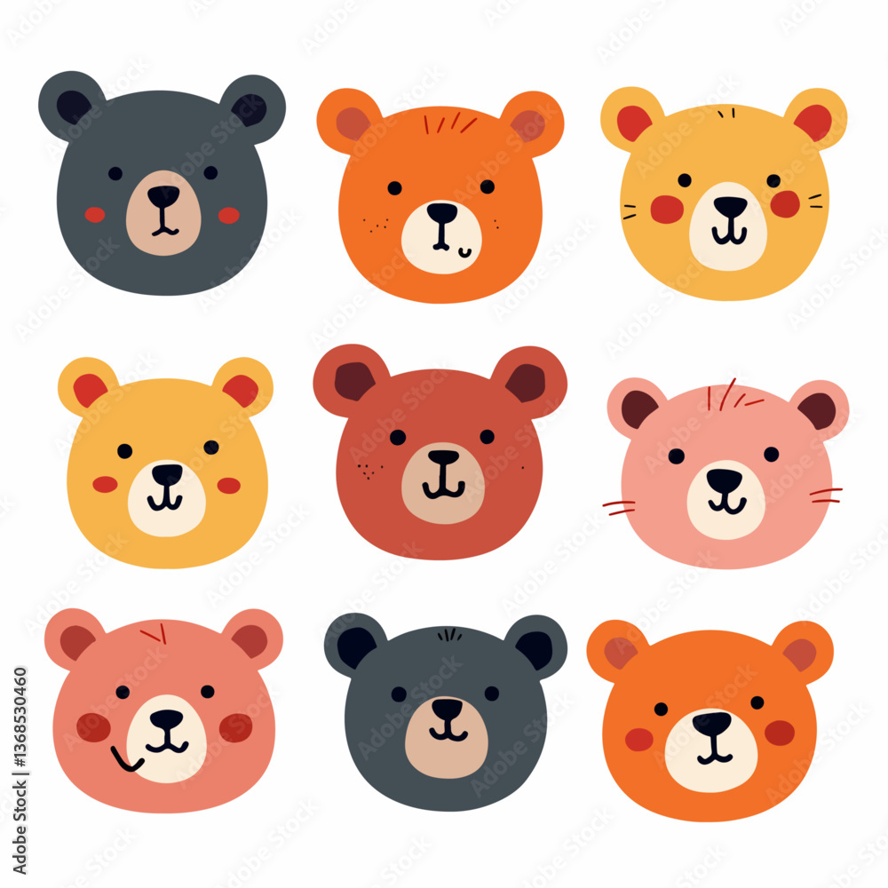 Teddy bear SET Vector illustration of a cartoon Teddy bear SET Vector illustration of a cartoon