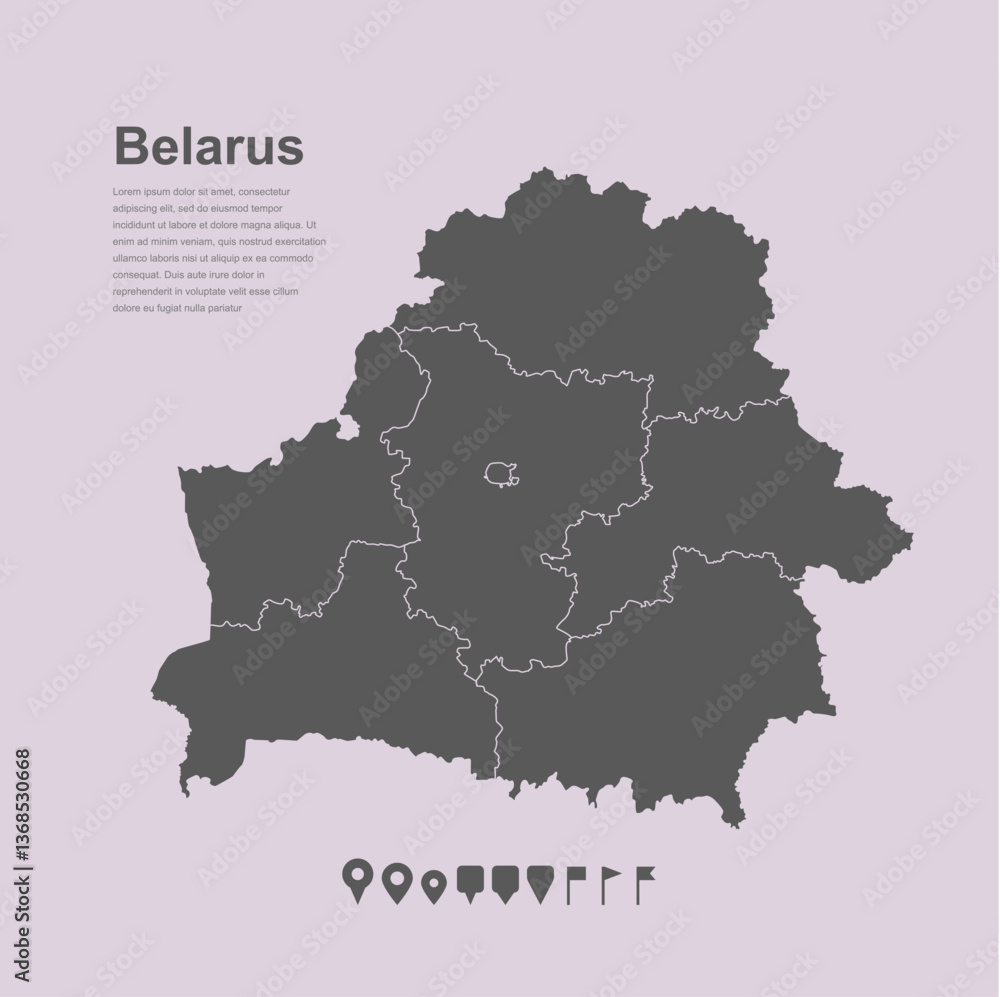 Obraz premium Vector map country Belarus divided on regions