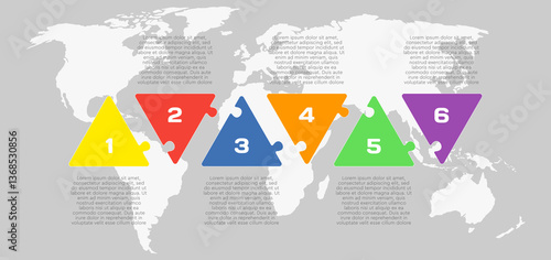 Puzzle diagram infographic process on 6 steps