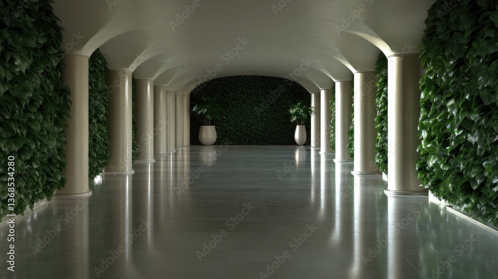 Fototapeta premium Elegant, lush indoor hallway