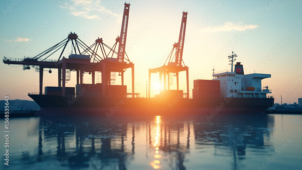 Double Exposure: Silhouette of a Port Facility with Budget Allocation Table for Cost Management - Perfect for Logistics and Financial Planning Visuals Double Exposure: Silhouette of a Port Facility with Budget Allocation Table for Cost Management - Perfect for Logistics and Financial Planning Visuals