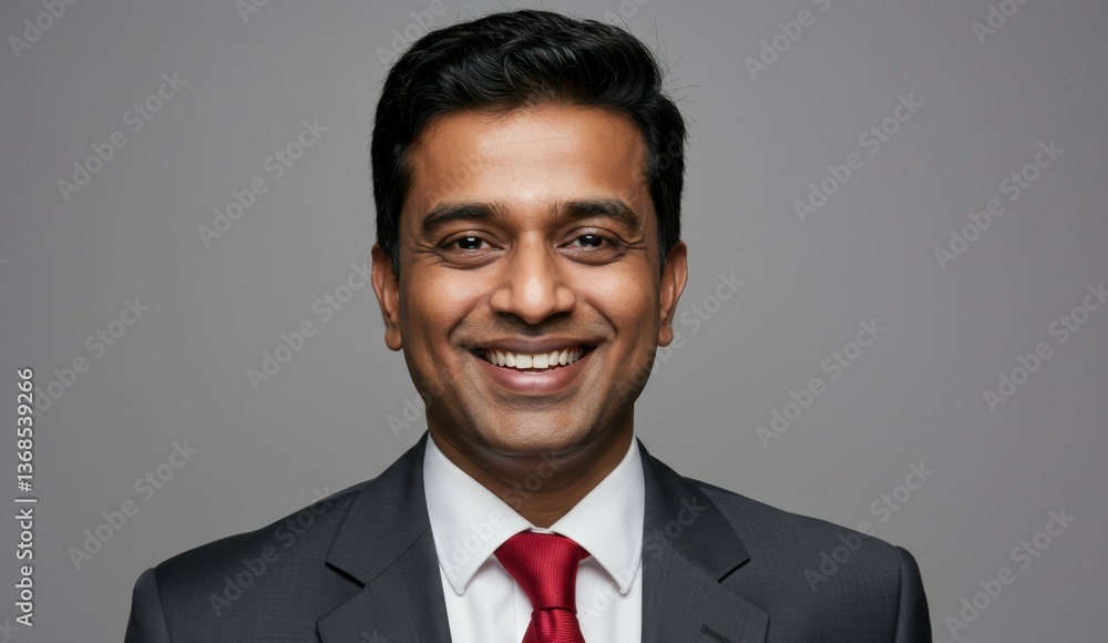 Indian man smiling in formal attire against neutral background. Represents confidence and professionalism. Indian man smiling in formal attire against neutral background. Represents confidence and professionalism.