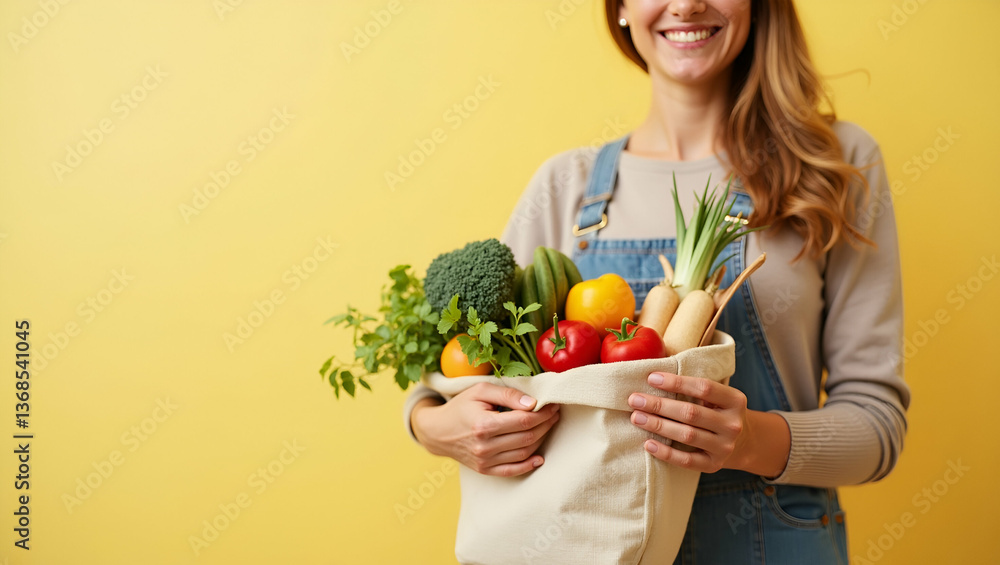 3D Flat Icon of a Person with Fresh Fruits and Tote Bag in Double Exposure, Symbolizing American Farmers Market Shopping Habits on Isolated White Background 3D Flat Icon of a Person with Fresh Fruits and Tote Bag in Double Exposure, Symbolizing American Farmers Market Shopping Habits on Isolated White Background