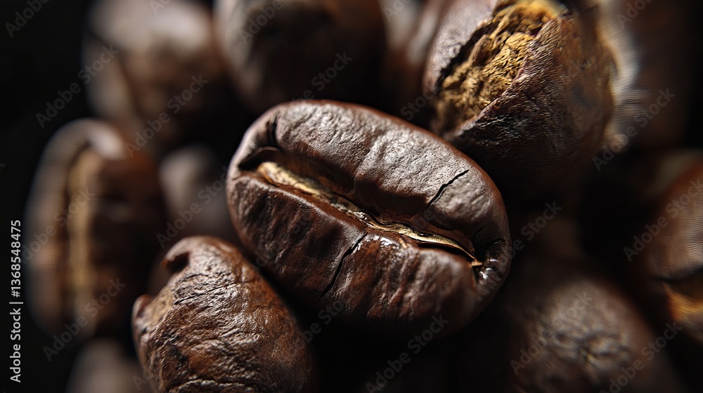 A Detailed Close-Up of a Bunch of Roasted Coffee Beans: Rich Aroma and Bold Flavor A Detailed Close-Up of a Bunch of Roasted Coffee Beans: Rich Aroma and Bold Flavor