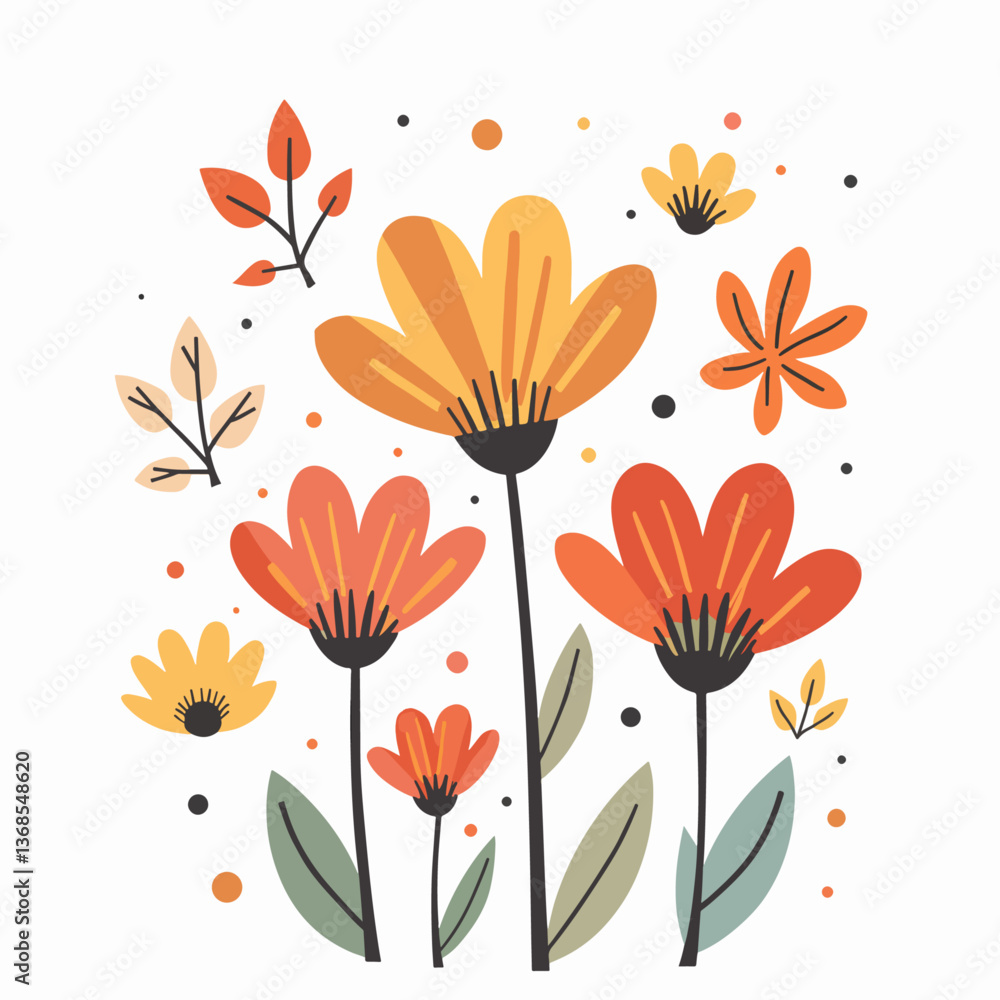 piijqw6qsn716zam1t9fFlowers flat icons. Color vector illustration. Different flowers with green leaves vector illustration. Logo symbols for ui design and business promotion	