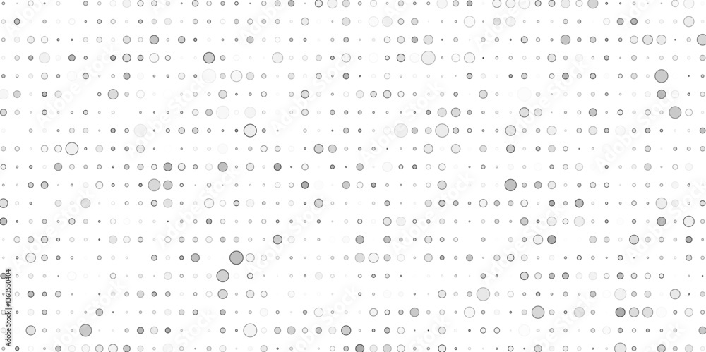 Doted halftone textured abstract pattern background. Monochrome halftone background with dots. Geometric abstract background of random sized dots. Pop Art circle comic pattern. Abstract geometric art.