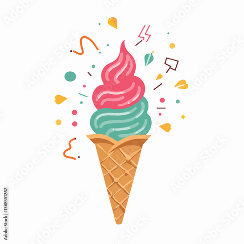 Set ice cream on a white background, Ice cream vector