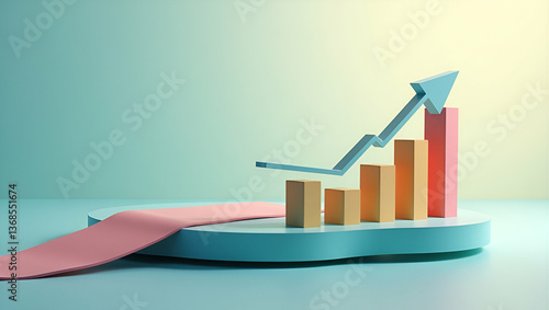 3d Flat icon as Conveyor belt and a financial efficiency chart symbolizing efficient financial flow in double exposure with copy space. concept as A conveyor belt blended with a financial efficiency c
