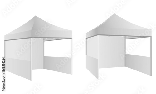 promotional tent, canopy stand, vector illustration isolated on white background.