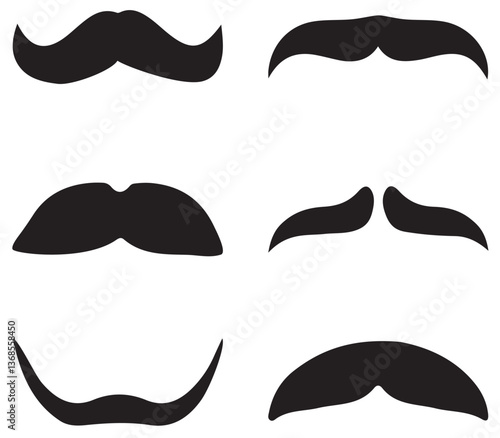 Black moustaches. Mustache silhouettes, hipster and gentleman style elegance design. set of mustache. collection of mustaches