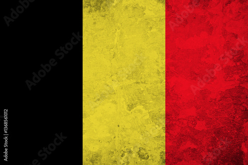 Obraz na plátně Flag of Belgium, grunge style. Silk flag background