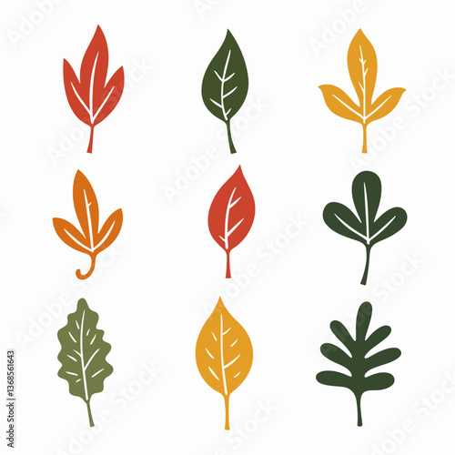Leaves set illustration vector white background collection
