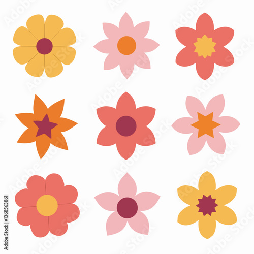 Set of flowers, set of vector flowers on a white background