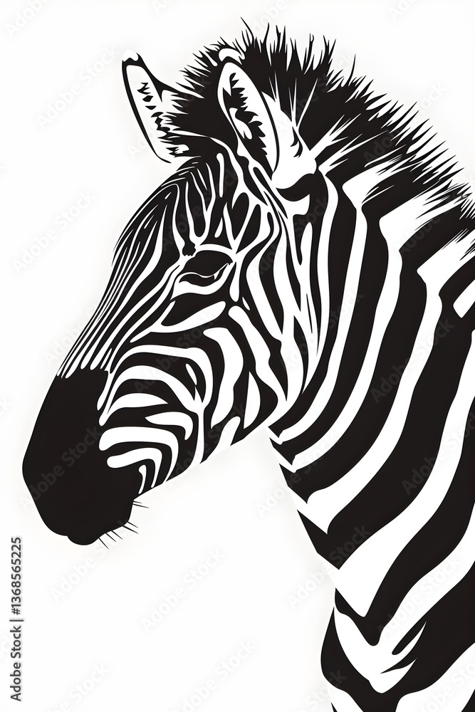Fototapeta premium Elegant Vector Illustration of a Graceful Zebra in Mid-Stride with Intricate Detailing, Ideal for Design Projects