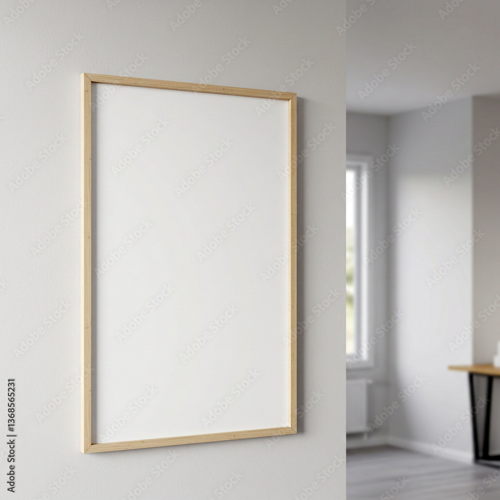 Minimalist interior mockup with blank frame. Empty frame wall poster mockup. Interior mockup with modern design. Contemporary interior scene Minimalist interior mockup with blank frame. Empty frame wall poster mockup. Interior mockup with modern design. Contemporary interior scene