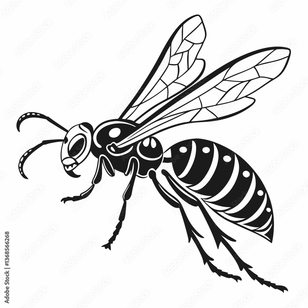 Obraz premium wasp black silhouette icon vector