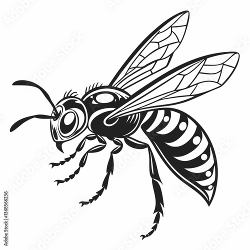 wasp black silhouette icon vector