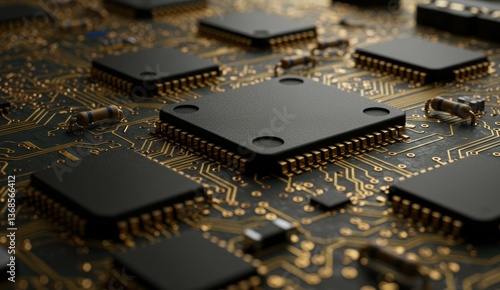 Wallpaper Mural Close-up view of circuit board with microchips and electronic components. Technology, innovation, engineering concepts. Torontodigital.ca