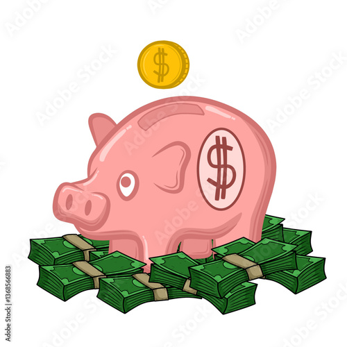 piggy bank and coin