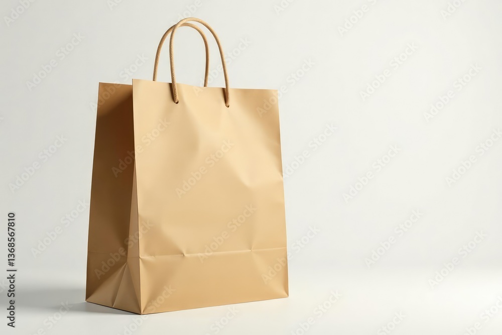 Plain brown paper shopping bag, handles intact , mockup, store Plain brown paper shopping bag, handles intact , mockup, store