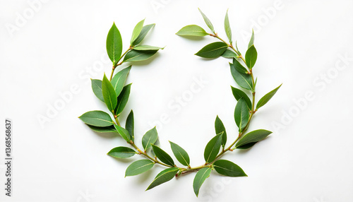 Minimalist laurel wreath on white background, elegance and simplicity