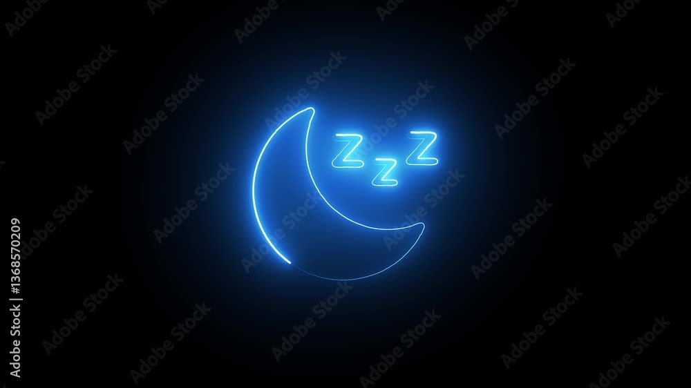 Neon moon stars icon cyan purple color glowing animated black background Neon moon stars icon cyan purple color glowing animated black background