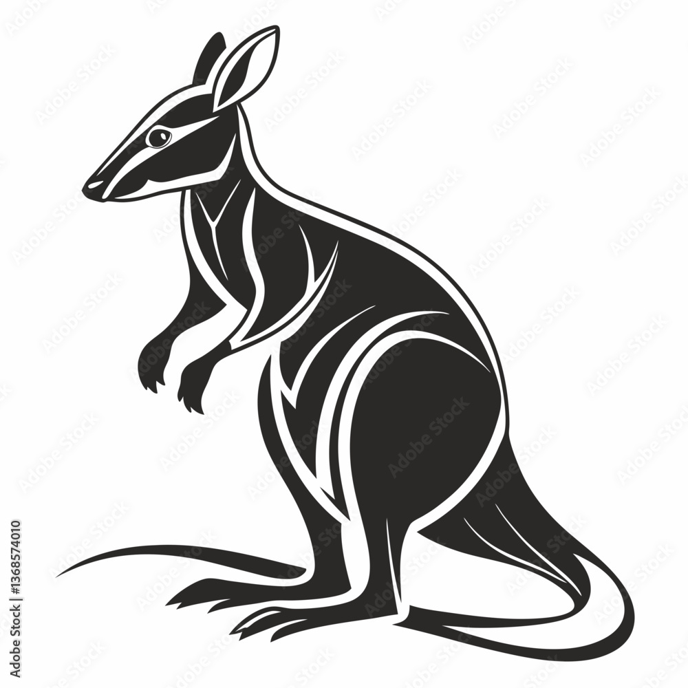 Fototapeta premium wallaby black silhouette icon vector