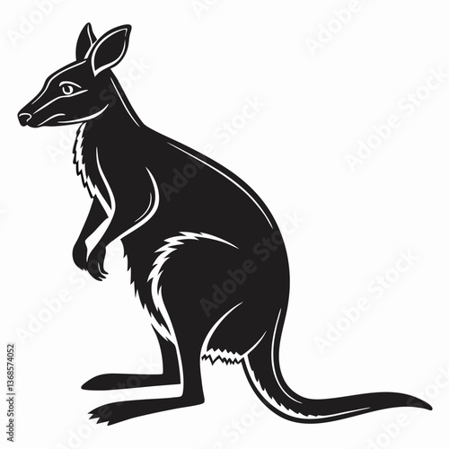 wallaby black silhouette icon vector