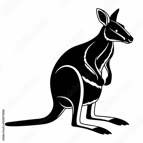 wallaby black silhouette icon vector